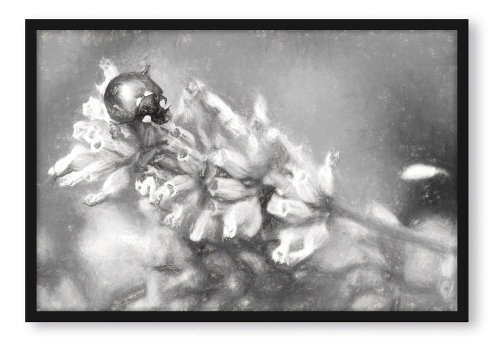 Pixxprint Marienkäfer auf Lavendel, Poster mit Bilderrahmen