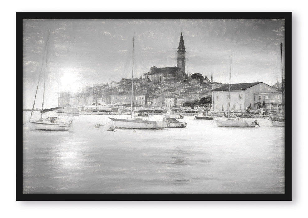 Pixxprint Kroatische Hafenstadt, Poster mit Bilderrahmen