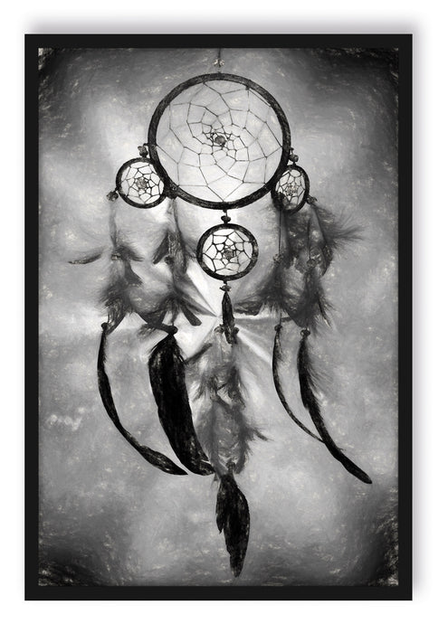 Pixxprint Indianischer Traumfänger Kunst, Poster mit Bilderrahmen