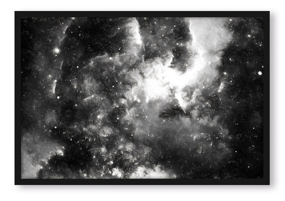Pixxprint Nebelgalaxie und Sterne, Poster mit Bilderrahmen