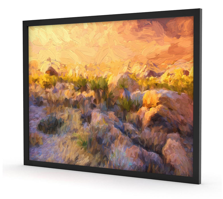 Joshua Wüste im Sonnenuntergang, Poster mit Bilderrahmen