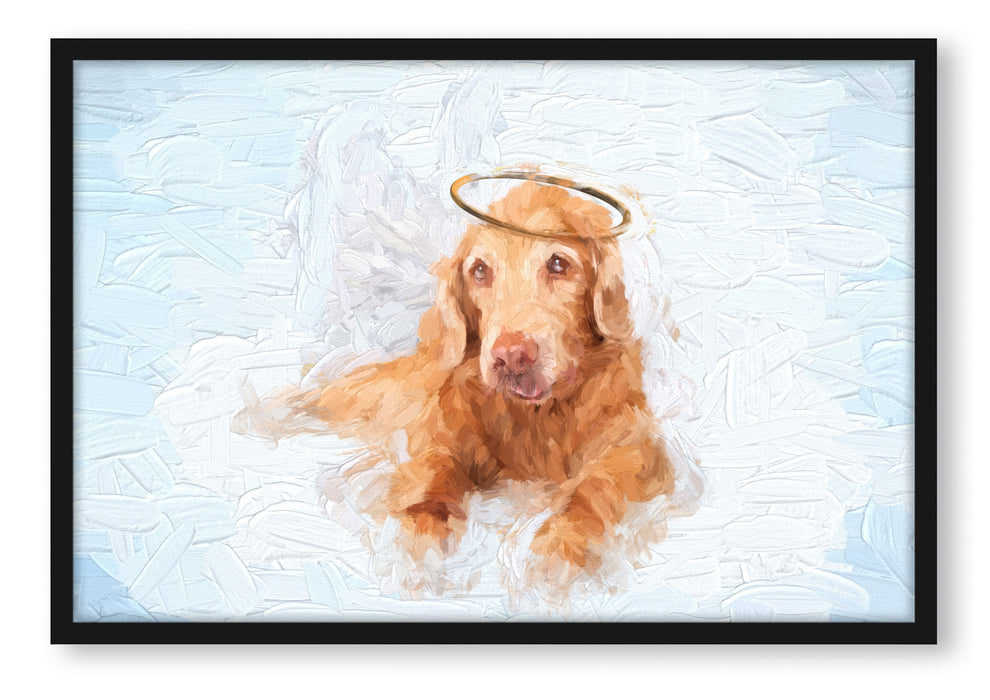 Pixxprint Hundeengel im Himmel, Poster mit Bilderrahmen