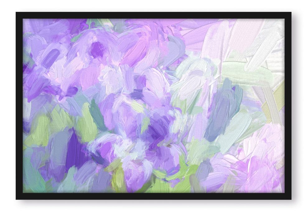 Pixxprint Lilane Lavendelblumen Kunst, Poster mit Bilderrahmen
