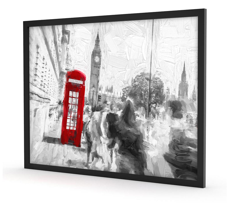 Telefonzelle in London, Poster mit Bilderrahmen