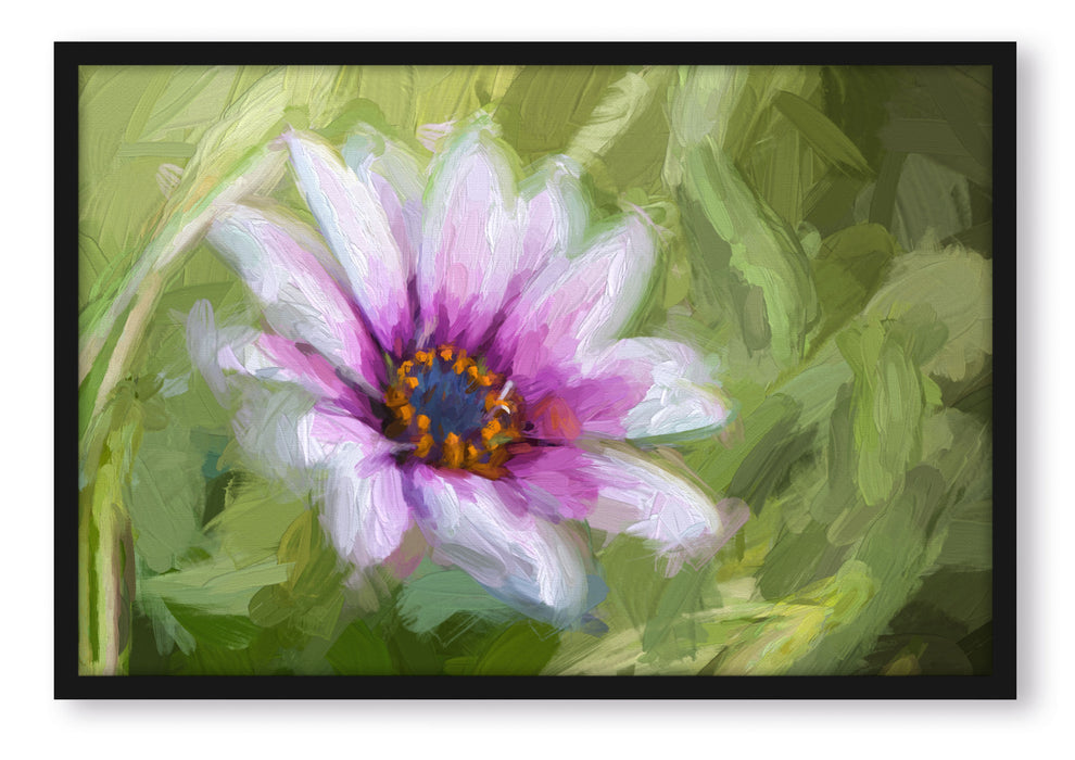 Pixxprint lilane Blume in der Natur Kunst, Poster mit Bilderrahmen