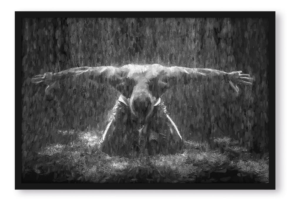 Pixxprint Bodybuilder im Regen Kunst, Poster mit Bilderrahmen