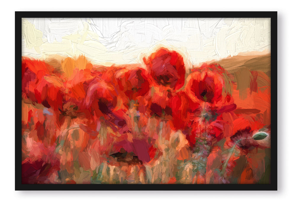 Pixxprint Feuriger Mohn Kunst, Poster mit Bilderrahmen