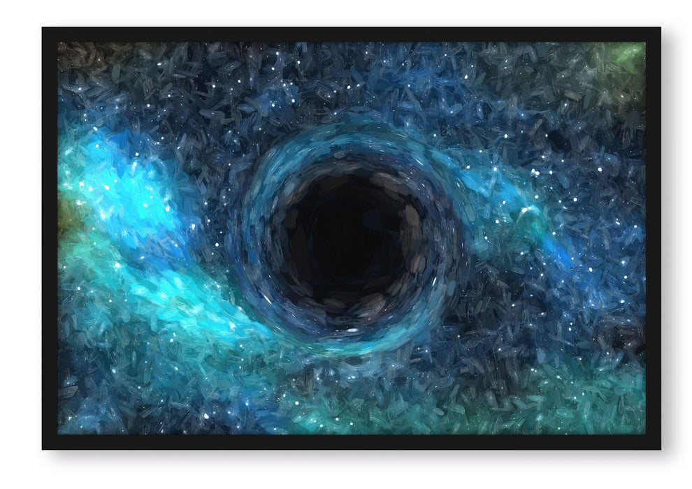 Schwarzes Loch im Weltall Kunst, Poster mit Bilderrahmen