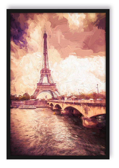 Pixxprint Eiffelturm in Paris Kunst, Poster mit Bilderrahmen