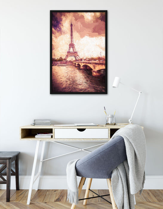 Eiffelturm in Paris Kunst, Poster mit Bilderrahmen