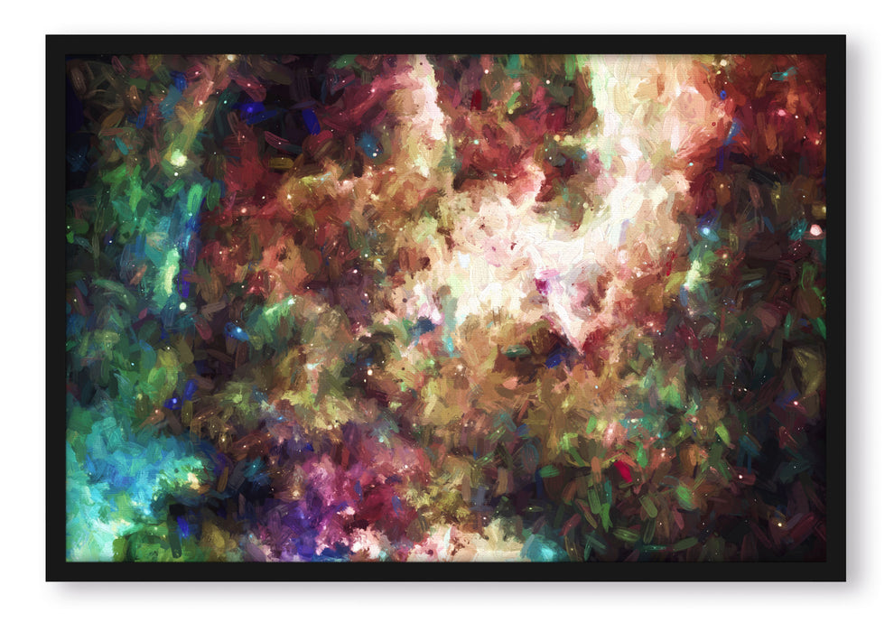 Nebelgalaxie und Sterne, Poster mit Bilderrahmen