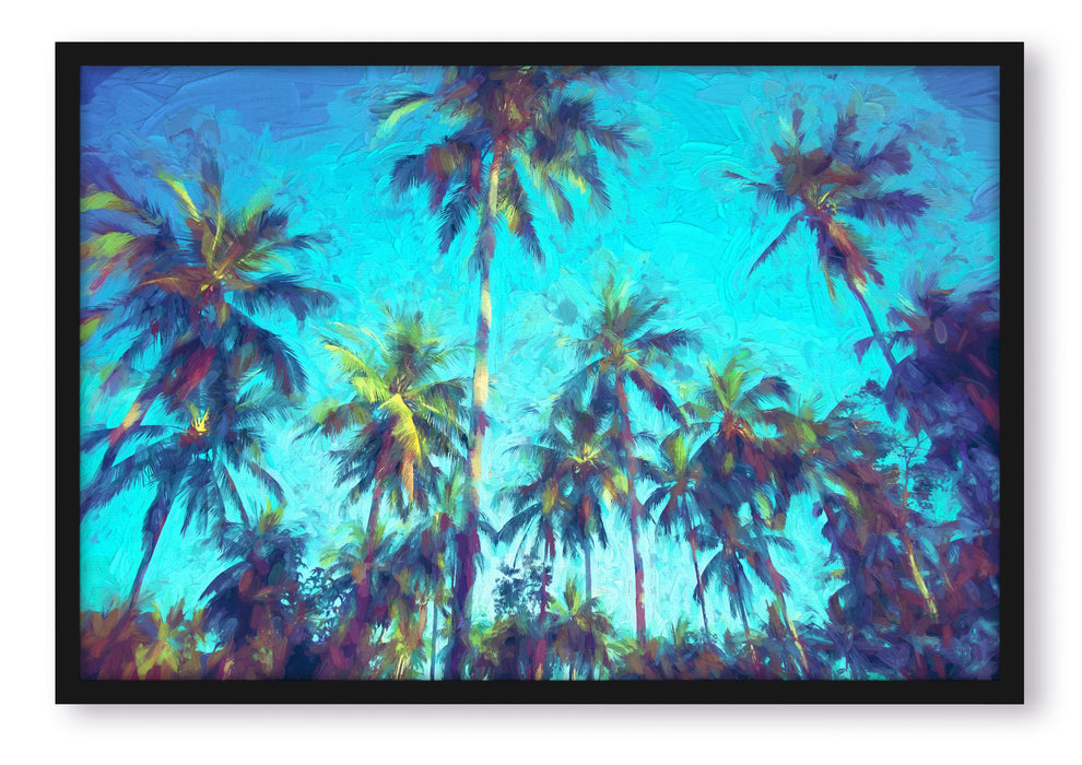 Pixxprint Tropische Palmen Kunst, Poster mit Bilderrahmen