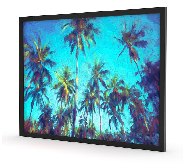 Tropische Palmen Kunst, Poster mit Bilderrahmen