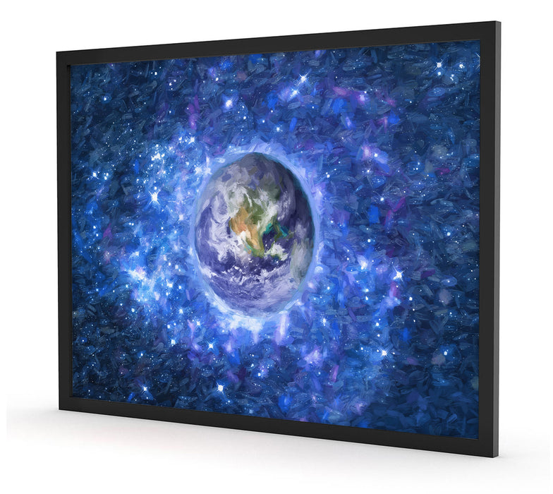 Planet Erde im Weltraum Kunst, Poster mit Bilderrahmen