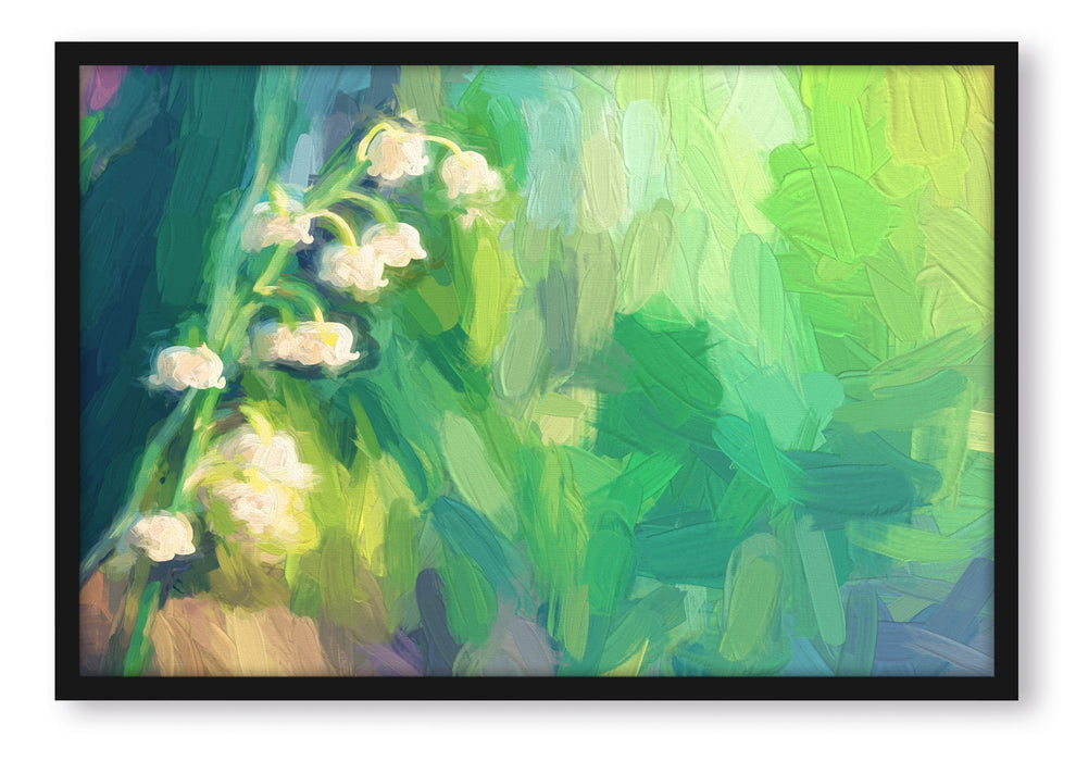 Pixxprint Blühende Maiglöckchen Kunst, Poster mit Bilderrahmen