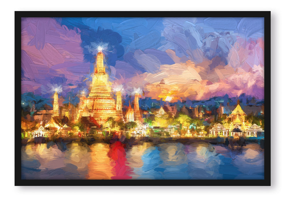Pixxprint Tempel Bangkok Thailand, Poster mit Bilderrahmen