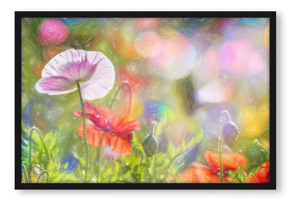 Pixxprint Kalifornischer Mohn im Frühling, Poster mit Bilderrahmen