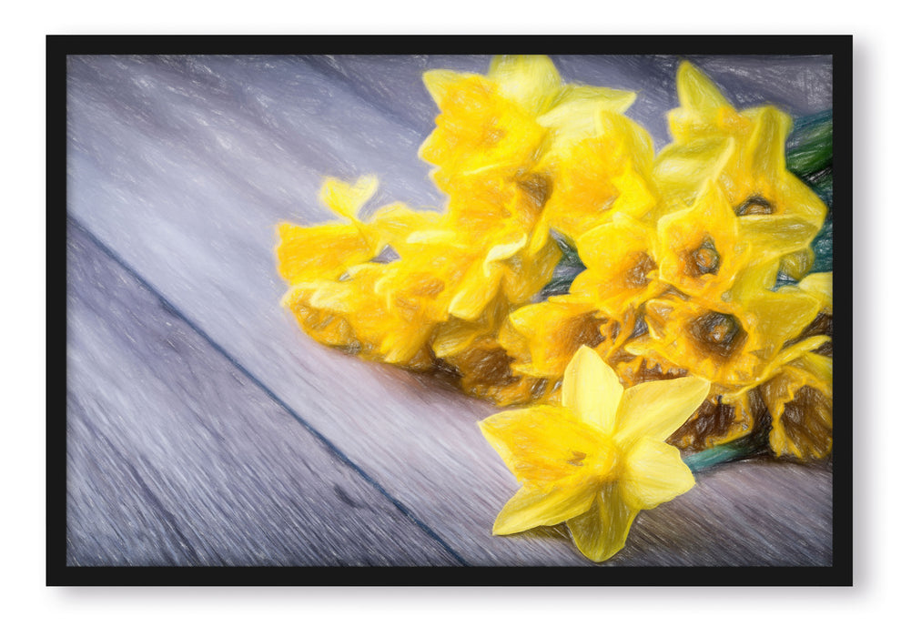 Pixxprint Bündel Narzissen, Poster mit Bilderrahmen