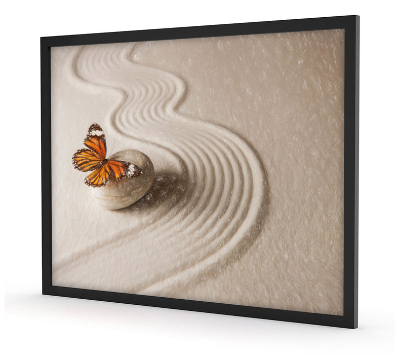 Zen Schmetterling, Poster mit Bilderrahmen