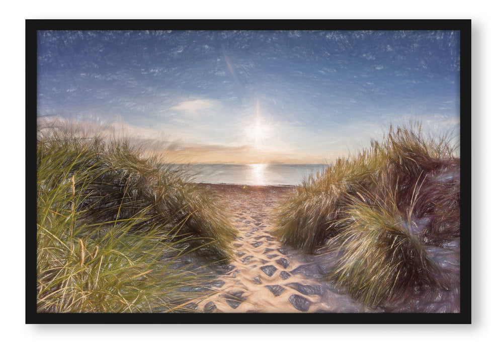 Pixxprint Weg ins Meer, Poster mit Bilderrahmen