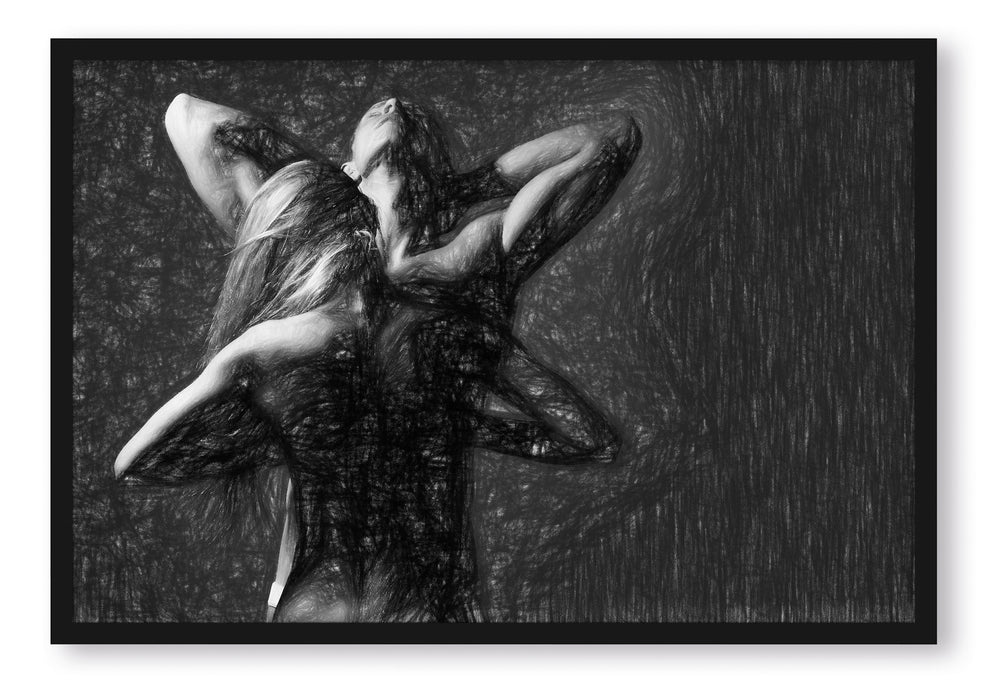 Pixxprint Fitness Paar, Poster mit Bilderrahmen