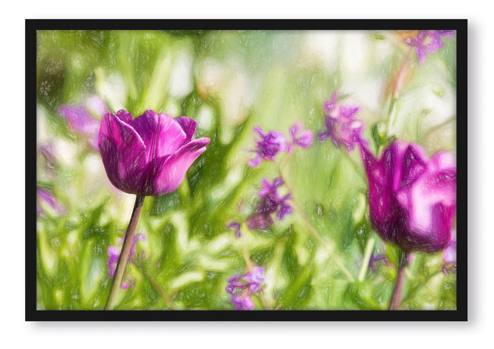 Pixxprint Blumen im Sonnenschein, Poster mit Bilderrahmen