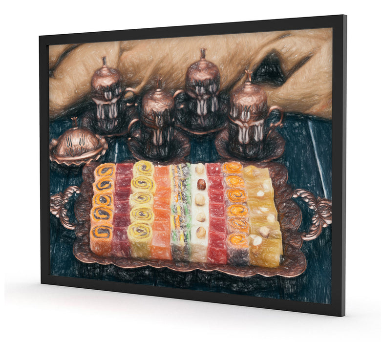 traditionelle türkische Desserts, Poster mit Bilderrahmen