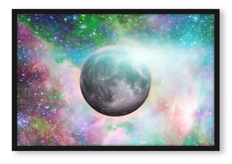 Pixxprint unser Mond im Sternenstaub, Poster mit Bilderrahmen