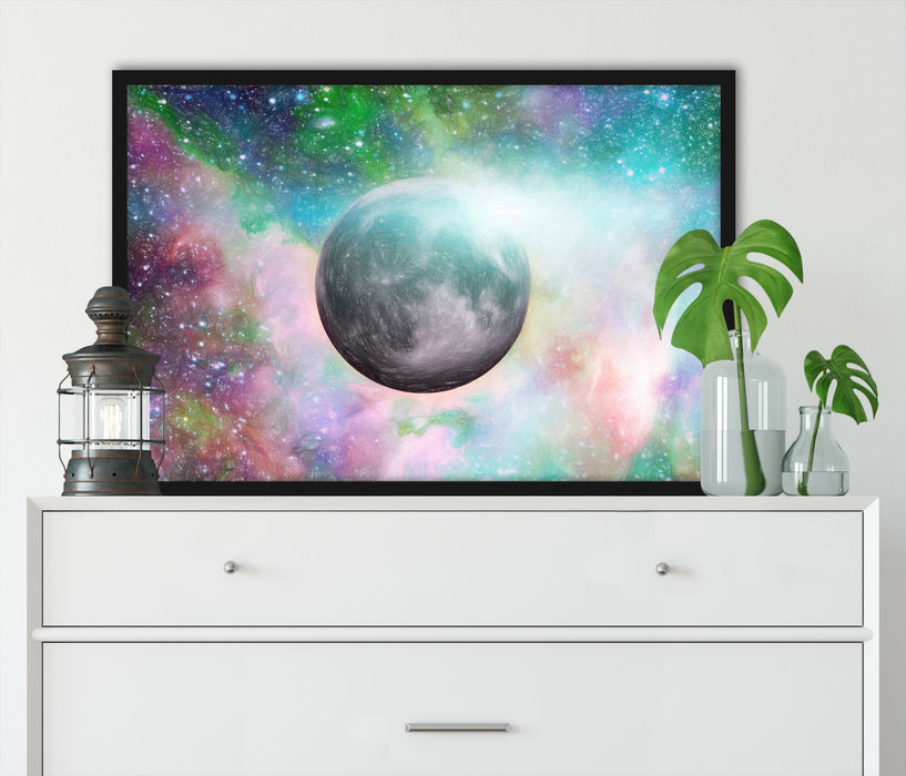 unser Mond im Sternenstaub, Poster mit Bilderrahmen