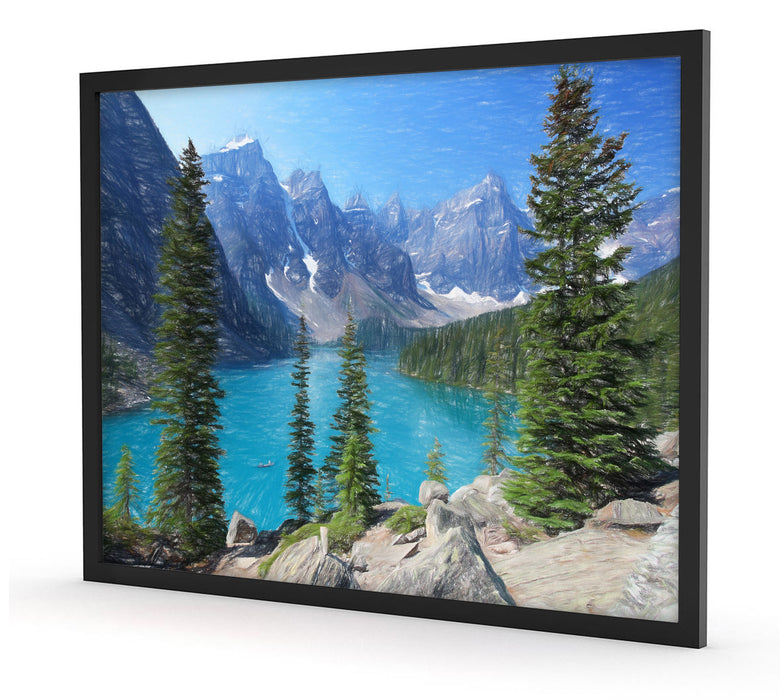 Moraine Lake kanadische Berge, Poster mit Bilderrahmen