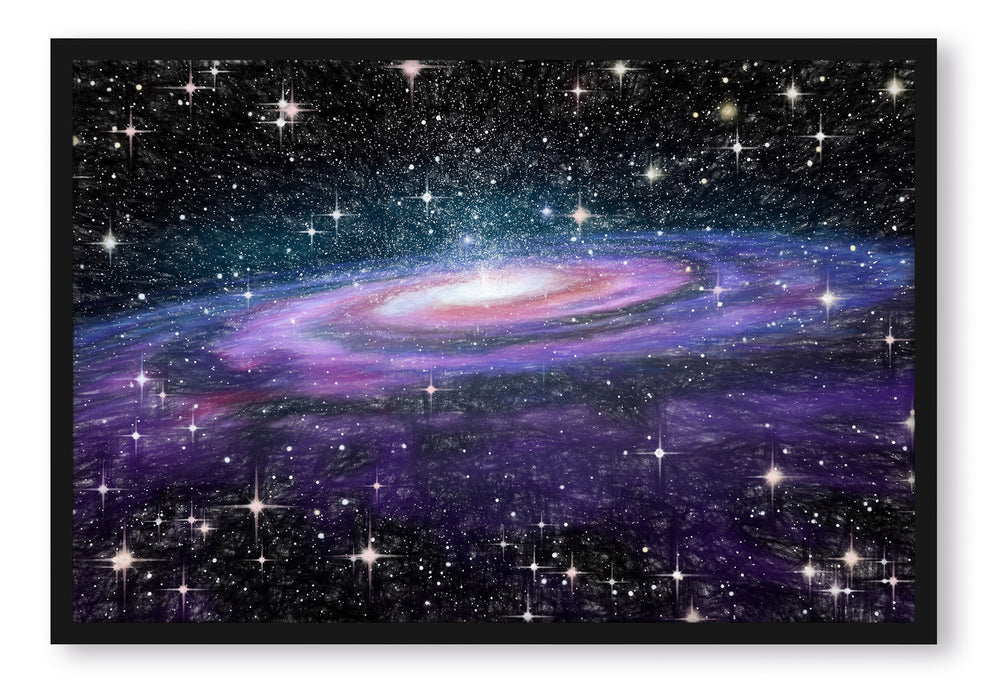 Spiralgalaxie im Weltall, Poster mit Bilderrahmen
