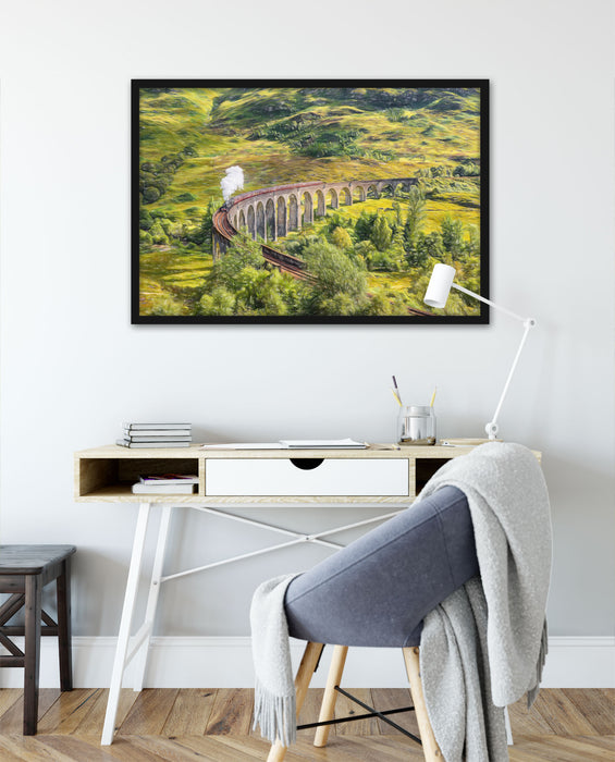Eisenbahnviadukt in Schottland, Poster mit Bilderrahmen