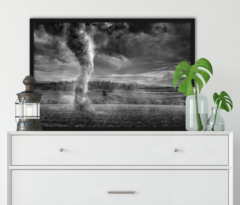 Tornado auf dem Feld, Poster mit Bilderrahmen