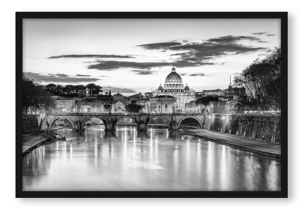 Pixxprint der Basilika St. Peter in Rom, Poster mit Bilderrahmen