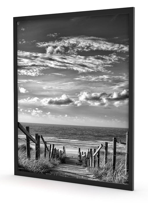 Weg zum Strand am Meer, Poster mit Bilderrahmen