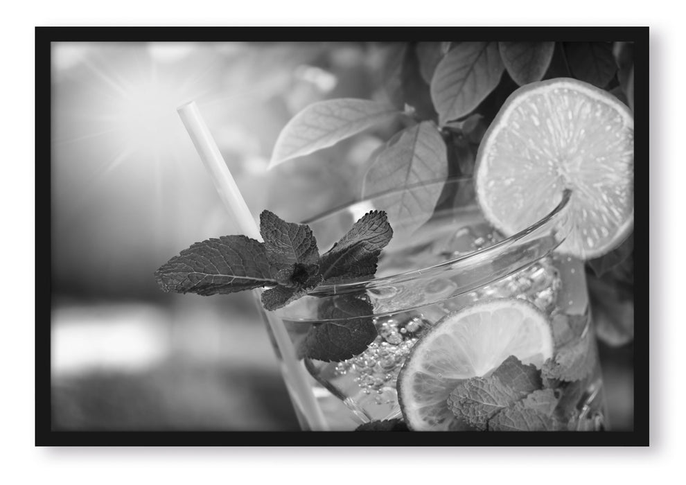 Pixxprint Mojito Cocktail, Poster mit Bilderrahmen