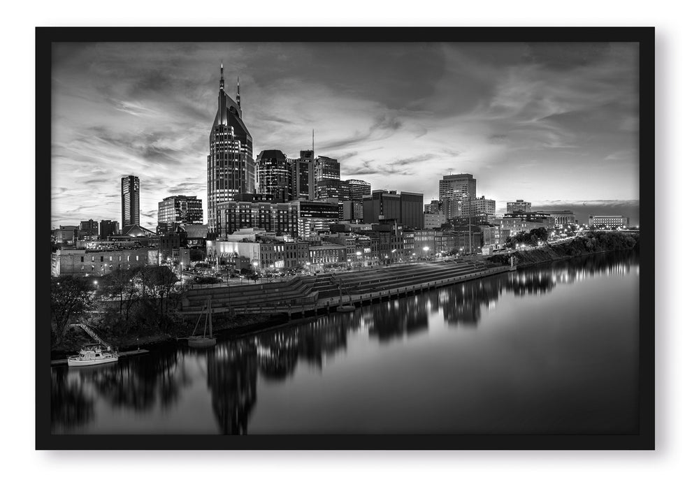Nashville Skyline Panorama, Poster mit Bilderrahmen