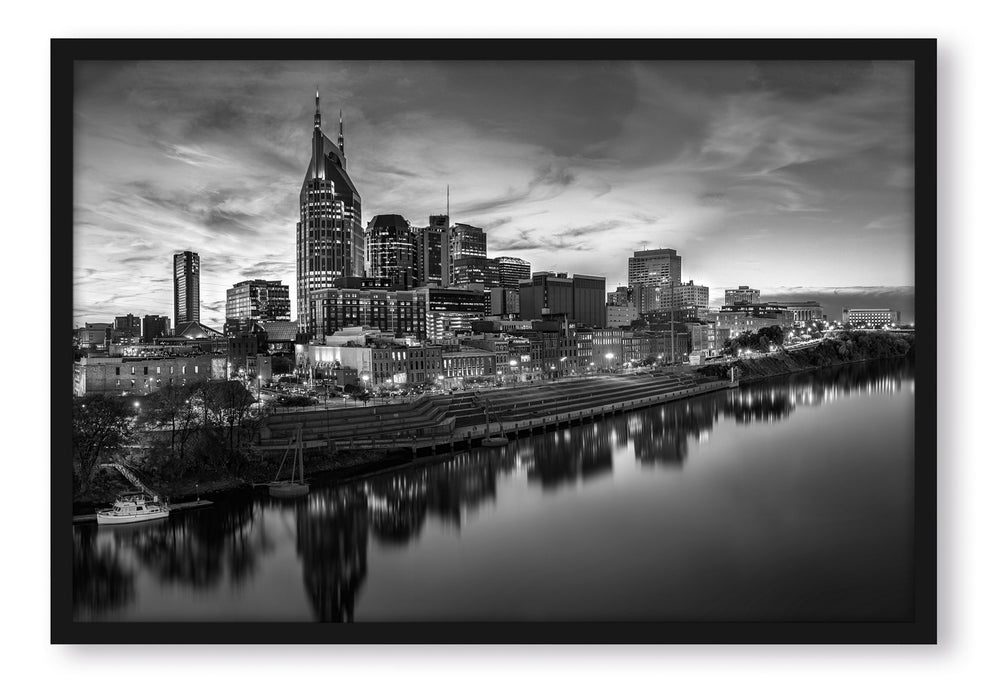 Pixxprint Nashville Skyline Panorama, Poster mit Bilderrahmen