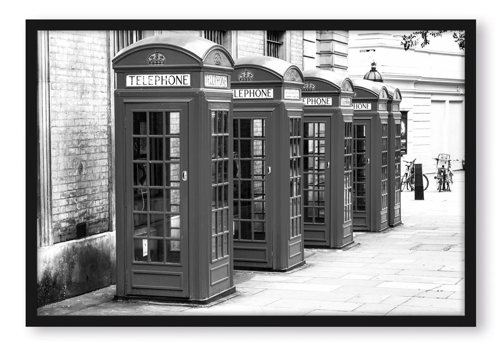 Pixxprint Londoner Telefonzellen, Poster mit Bilderrahmen