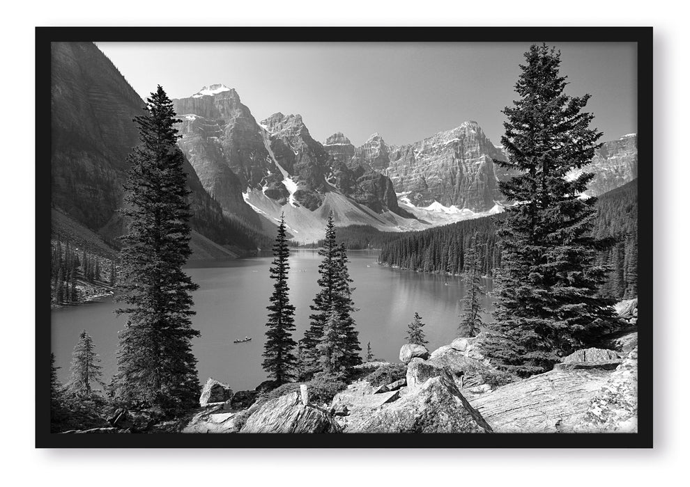 Pixxprint Moraine Lake kanadische Berge, Poster mit Bilderrahmen
