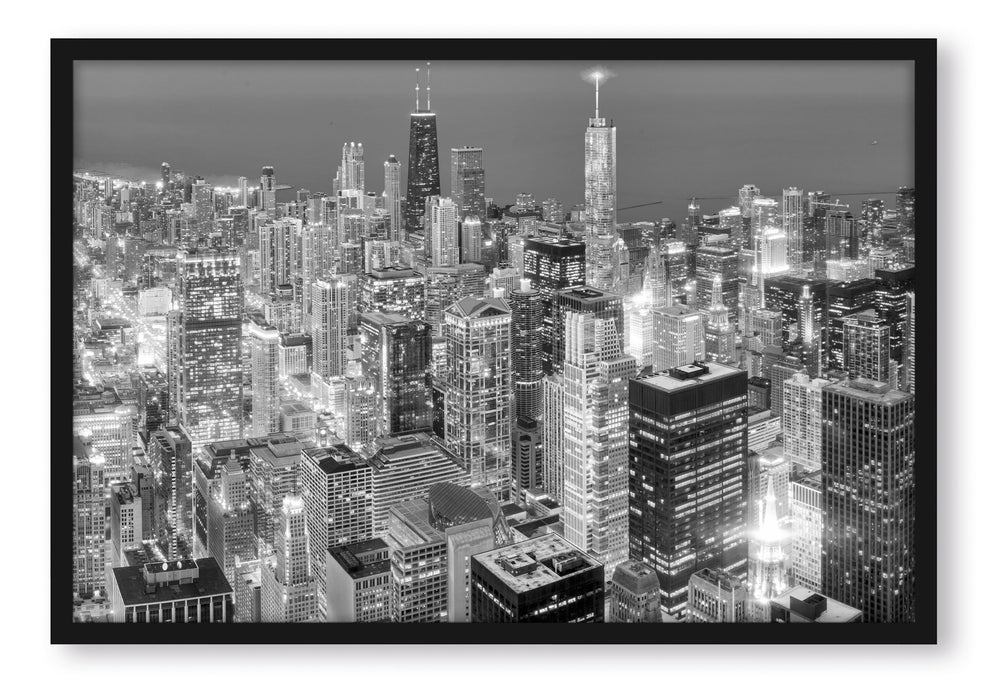 Pixxprint Luftaufnahme Chicago, Poster mit Bilderrahmen