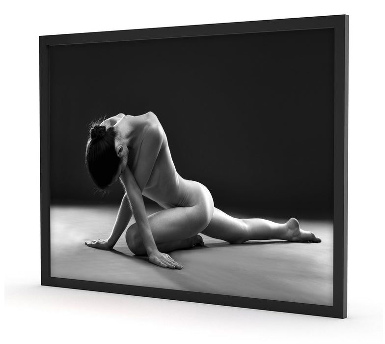 sexy Frau macht Yoga, Poster mit Bilderrahmen