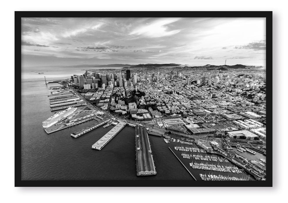 Pixxprint San Francisco B&W, Poster mit Bilderrahmen