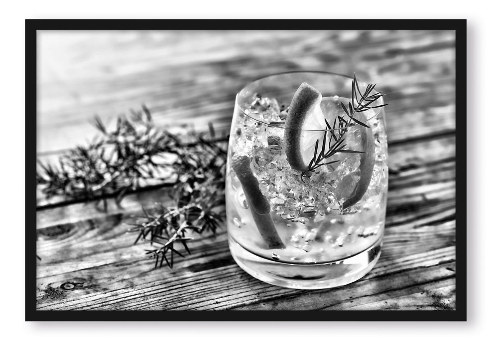 Pixxprint Gin Tonic Drink, Poster mit Bilderrahmen