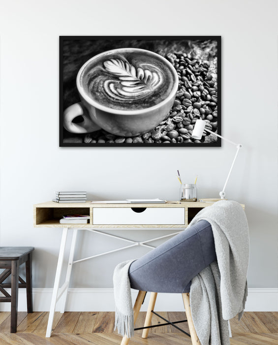 Coffee Cappuccino Kaffee Nachmittag, Poster mit Bilderrahmen