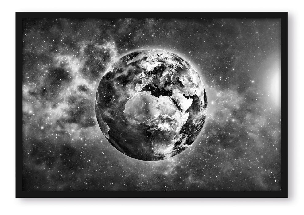 Erde im Universum, Poster mit Bilderrahmen