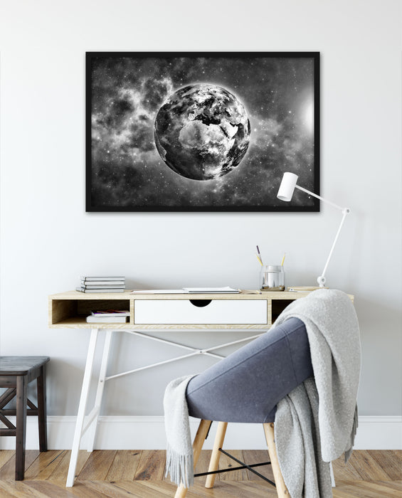 Erde im Universum, Poster mit Bilderrahmen