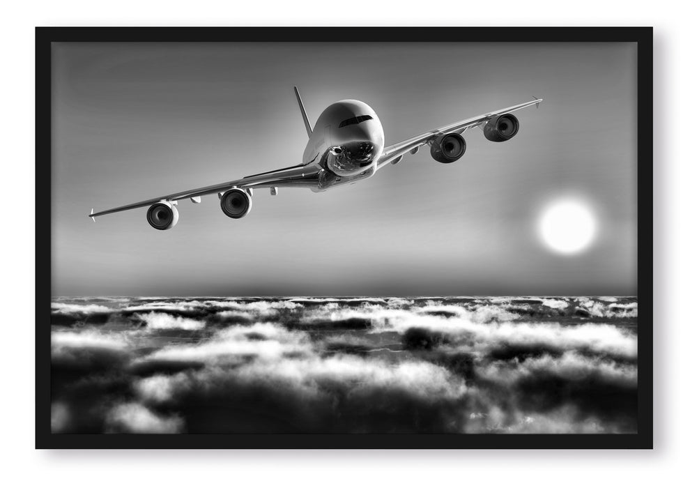 Pixxprint Flugzeug, Poster mit Bilderrahmen