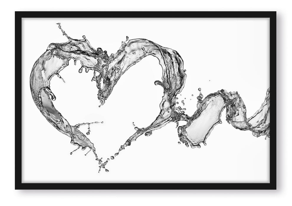 Herz aus Wasser, Poster mit Bilderrahmen