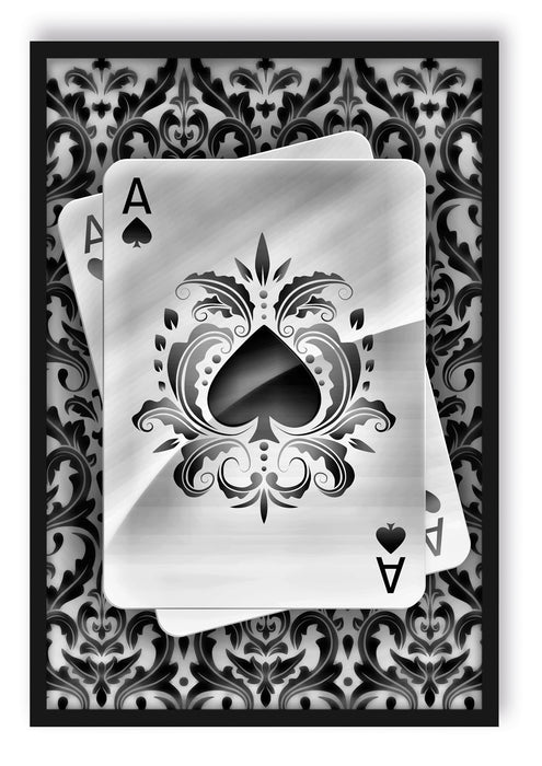 Pixxprint Ass Pik Spielkarte, Poster mit Bilderrahmen